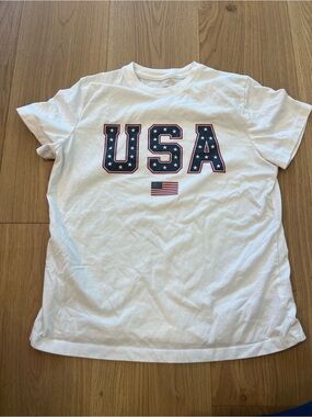 Universal Thread White Tee with Navy & Red USA Graphic